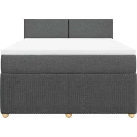 vidaXL Boxspringbett mit Matratze Dunkelgrau 140x200 cm Stoff