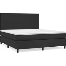 vidaXL Boxspringbett mit Matratze Schwarz 180x200 cm Kunstleder