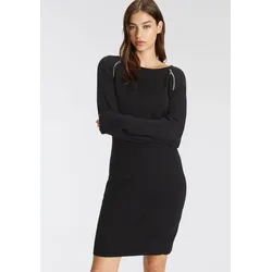 Strickkleid TAMARIS, Damen, Gr. 36, N-Gr, schwarz, Strick, Obermaterial: 70% Viskose, 30% Polyamid, unifarben, feminin, figurbetont mini, Rundhals, Langarm Raglanärmel, Kleider Etuikleid, für Alltag und schickere Anlässe, figurbetont, aus Viskosemischung