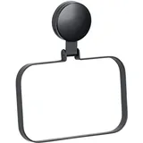 Wenko Static-Loc® Plus Pavia Schwarz, Handtuchhalter, Befestigen ohne bohren, sicherer Halt durch statische Haftung auf glatten, luftundurchlässigen Flächen, 18,5 x 2 x 21 cm, Stahl matt