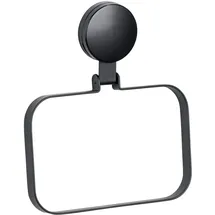 Wenko Static-Loc® Plus Pavia Schwarz, Handtuchhalter, Befestigen ohne bohren, sicherer Halt durch statische Haftung auf glatten, luftundurchlässigen Flächen, 18,5 x 2 x 21 cm, Stahl matt