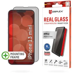 DISPLEX Privacy Panzerglas (10H) für Apple iPhone 13 mini, Eco-Montagerahmen, Privacy Filter