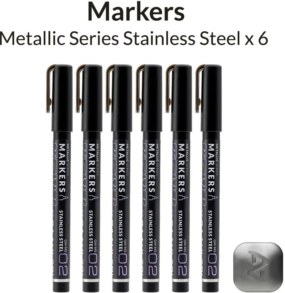 Gaahleri Metallic Series Markers * 6 Stainless Steel
