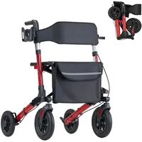 Vevor Rollator 3-Fach Faltbar mit Sitz Gehhilfe rot
