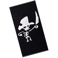 Piraten Handtuch Kinderhandtuch Logo in schwarzweiß Baumwollhandtuch 70 x 140 cm