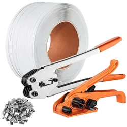 VEVOR Banding-Umreifungsset mit Umreifungsspanner, Banding Sealer Tool, 100 m langes PP-Band, 100 Metalldichtungen, Palettenverpackungsband-Banding-Set, Banding-Verpackungsband zum Verpacken