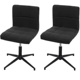 2er-Set Stuhl Kavala II, Esszimmerstuhl, drehbar, Stoff dunkelgrau/Fuß schwarz