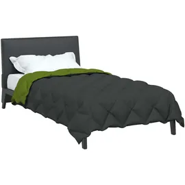 vidaXL Winterbettdecke Grün und Anthrazit 140 cm Mikrofaser