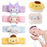 6er-Pack Sanrio-Stirnband, Gesichtswasch-Armband, Make-up-Stirnband, sanrio haarband, niedliches Cartoon-Stirnband, Plüsch-Haarband, geeignet zum Gesichtswaschen und für Make-up-Anwendungen