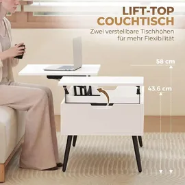 Homcom Couchtisch Weiß Spanplatte 50 x 58 x 100 cm