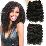 Deep Wave Human Hair Bundles Menschliches Haar Brasilianisches Echthaar Tressen Locken Deep Curly Weave Bundles Human Hair Brazilian Virgin Hair 3 Bundles Total 300g 16 18 20 Inch