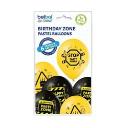 Ballon 30 cm 6 Stück - Birthday Zone gelb/schwarz