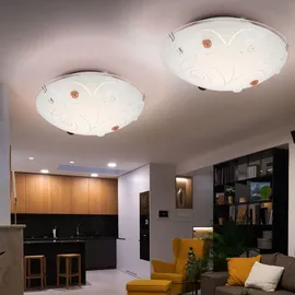 GLOBO Deckenleuchte 1-flammig rund opal mit Dekorsteinen, 1x LED 8,0 W 640 lm, D 25 cm