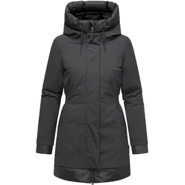 Navahoo Damen, Wintermantel Warmer Parka mit magnetischer Abdeckleiste und verstellbarer Kapuze Winterprinzessin 14 Anthracite Gr. L - L