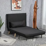 HOMCOM Schlafsessel, 2-in-1 Schlafsofa mit Bettfunktion, Zierkissen Schwarz