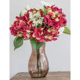 2474U Kunstblumenstrauß rot weiß, Künstliches Blumen-Bouquet 54 cm Rosalie - Rot/Weiß/Grün