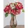 2474U Kunstblumenstrauß rot weiß, Künstliches Blumen-Bouquet 54 cm Rosalie - Rot/Weiß/Grün