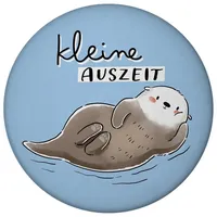 Speecheese Otter Magnet rund mit Spruch Kleine Auszeit Kawaii