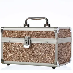 MARELIDA® Schmuckkoffer in Rosegold mit Glitzeroptik - Premium Schmuckkästchen f...