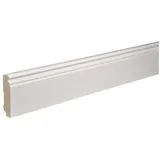 Kosche - Sockelleiste Massivholz 19 x 96 x 2400 mm Weiß Fußleiste Berliner Profil Hochwertig Robust