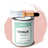 Pack Kreidefarbe für möbel 750ml + Malerpinsel speziell für Chalk Paint - Möbellack Natürlicher Kreideeffekt - Farbe für Holz (ANTIK ROSA)