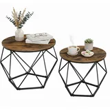 Relaxdays Couchtisch 2er Set Braun Schwarz Holz 40 x 50 cm