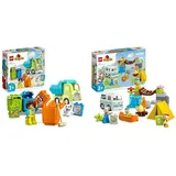 LEGO 10997 DUPLO Disney Mickey and Friends Camping-Abenteuer Set & 10987 DUPLO Recycling-LKW Müllwagen-Spielzeug