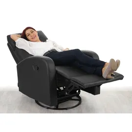 Mendler Fernsehsessel HWC-A54 Premium, Relaxsessel Schaukelstuhl Wippfunktion, drehbar ~ Kunstleder schwarz
