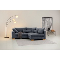 Home Affaire Ecksofa HOME AFFAIRE Sofas Gr. B/H/T: 227 cm x 77 cm x 190 cm, Aqua Clean Pascha, Ottomane rechts, ohne Bettfunktion, blau (blaugrau) Ecksofas