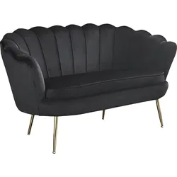 2-Sitzer SALESFEVER "Clam Komfort-Duo-Sitz", schwarz, B:136cm H:78cm T:76cm, Samtvelours (100% Polyester), Sofas, Muscheldesign-Breite 136 cm: Pure Extravaganz