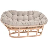 Papasansessel XXL mit Kissen Natur Rattan Liegesessel (Vintage Weiss,Zweisitzer)