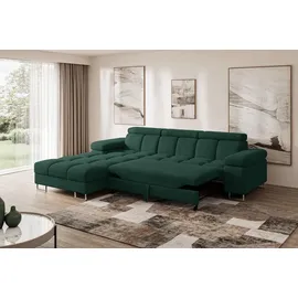 altdecor Ecksofa Cord mit Schlaffunktion 2-Sitzer Grün