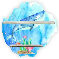 Farbklecks-Collection Regal Erweiterung für Hörfiguren, kompatibel mit Tonie-Figuren, Unterwasserwelt Modul Blauwal, 22x22 cm, für 7–10 Figuren, Wandregal Kinderzimmer, handgefertigt