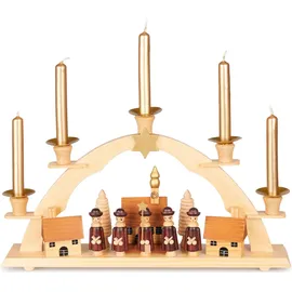 Brubaker Lichterbogen Weihnachten Schwibbogen Holz für Kerzen Sternsinger 32 cm