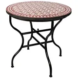 Marrakesch Orient & Mediterran Interior Gartentisch Marokkanischer Mosaiktisch Albaicin Bordeaux Natur 100cm, Handarbeit, Handarbeit rot