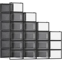 Songmics Schuhbox 18er Set schwarz/transparent
