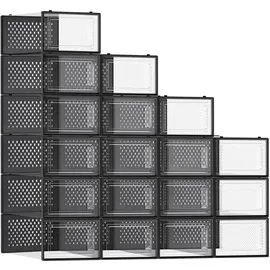 Songmics Schuhbox 18er Set schwarz/transparent