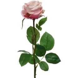 Rose am Stiel - Kunstblume - Real Touch Oberfläche - H: 66cm - rosa