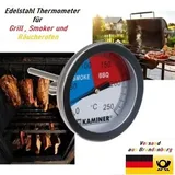 BBQ Grill Thermometer Edelstahl Analog Smoker Gasgrill Räucherofen Einbau Deckel