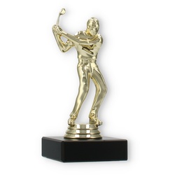 Pokal Kunststofffigur Golf Herren gold auf schwarzem Marmorsockel 16,0cm