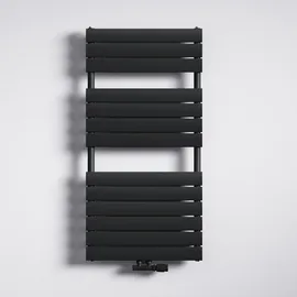 mai & mai Badheizkörper Handtuchheizkörper Handtuchhalter Heizkörper bad flach 120x60cm in Anthrazit Seitenanschluss & Mittelanschluss Paneelheizkörper Badheizung Ohne Heizstab - Schwarz