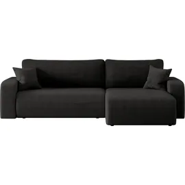 kaiser möbel Ecksofa mit schlaffunktion und bettkasten, Eckcouch MILANO XL stoff Poso Dicker Cord Schwarz Rechts - Schwarz