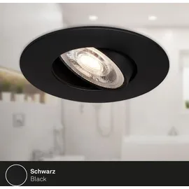 Briloner - 3er Set LED Einbaustrahler 230V, LED Strahler Badezimmer IP65, Deckenstrahler stufenlos dimmbar, Spots, Deckenspots, Badezimmerlampe, Schwarz, 90x42 mm (DxH)