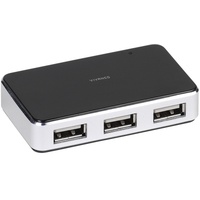 Vivanco USB 2.0 HUB (4-Port aktiv, Metallgehäuse, inkl. Netzteil)