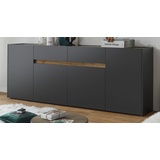 Sideboard Kommode Schrank Wohnzimmer grau matt Eiche Wotan 220 x 87 cm Center