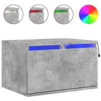 VidaXL Wand-Nachttisch mit LED-Leuchten Betongrau