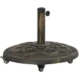 Outsunny Sonnenschirmständer aus Beton, Schirmständer mit Rolle, Rund Schirmhalter, Schirmgewicht, Ständer für Sonnenschirm 34/38/48mm Rohrdurchmesser, für