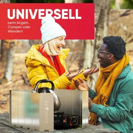 evocamp Windschutz für Gaskocher 16 Lamellen Spirituskocher Outdoor Campingkocher,