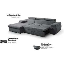 werk2 Ecksofa Cosmo Polyester L-Form 2-Sitzer Dunkelgrau