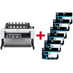 HP DesignJet T1600dr Großformatdrucker Plotter inkusive zusätzlichem HP Tintenset 730